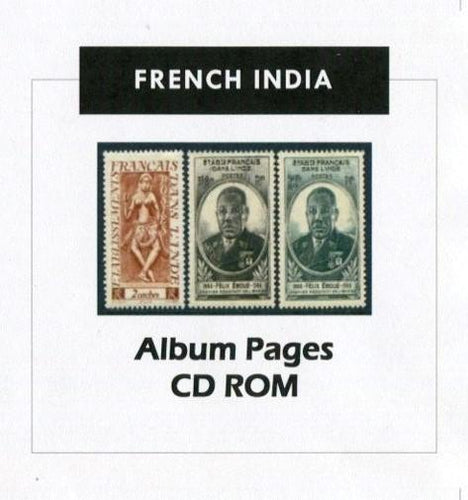 French India Stamp Album 1892-1954 Color Illustrated Album Pages - Digital Download